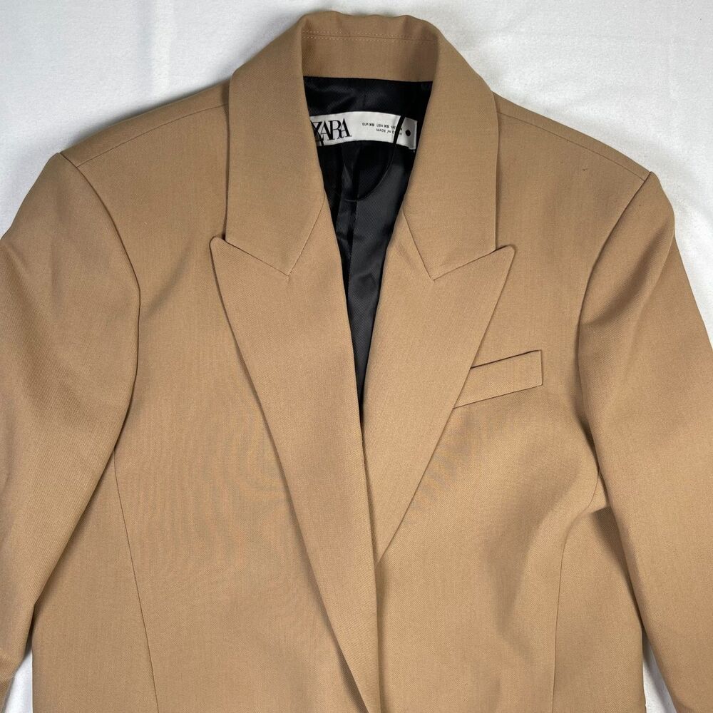 Zara Camel Brown Single-Button Blazer - Picture 4 of 13